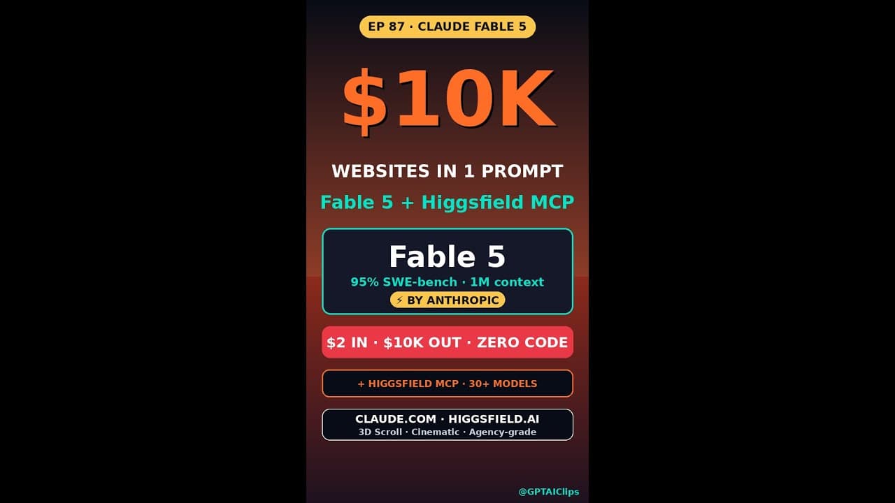 Claude Fable 5 + Higgsfield MCP: Build $10K Animated 3D Scroll Websites From One Prompt