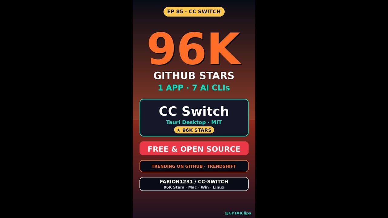 1 App to Switch Every AI Coding CLI — CC Switch (96K stars, free) #Shorts