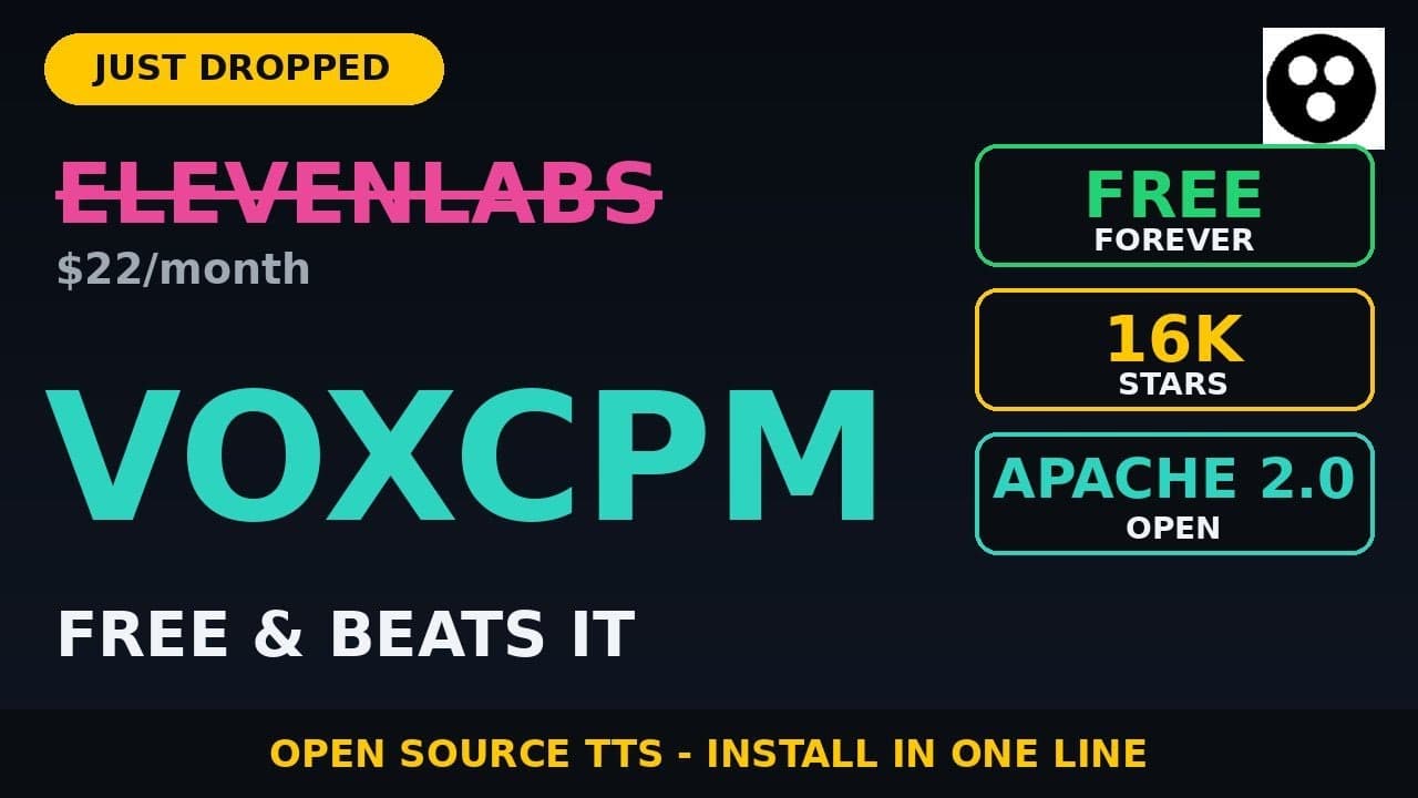 Stop Paying for ElevenLabs: VoxCPM is FREE & Beats It (16K stars, Apache 2.0) #Shorts