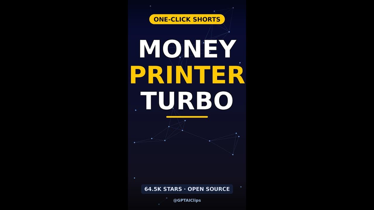 MoneyPrinterTurbo: AI Auto-Generates YouTube Shorts in One Click (64K Stars) #shorts