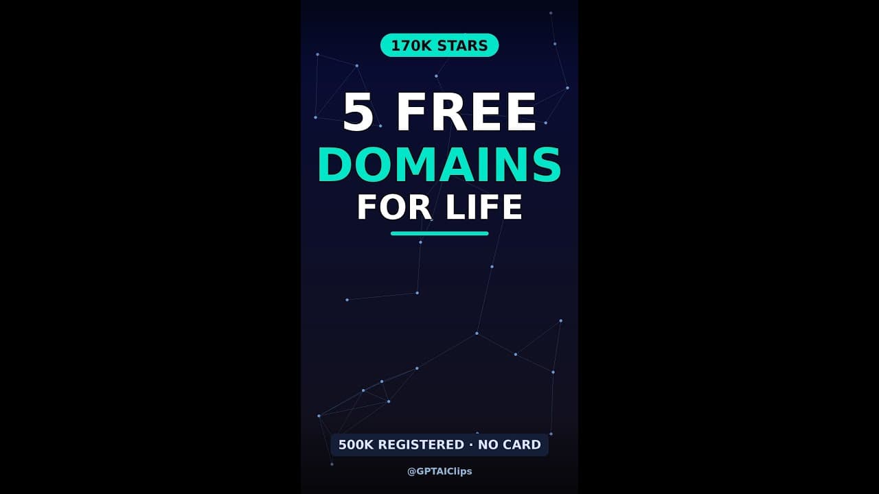 FreeDomain: 5 Free Domain TLDs for Life (170K Stars) #shorts