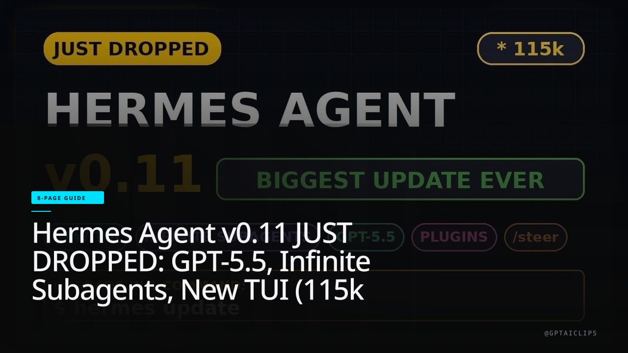 Hermes Agent v0.11 JUST DROPPED: GPT-5.5, Infinite Subagents, New TUI (115k stars) #Shorts