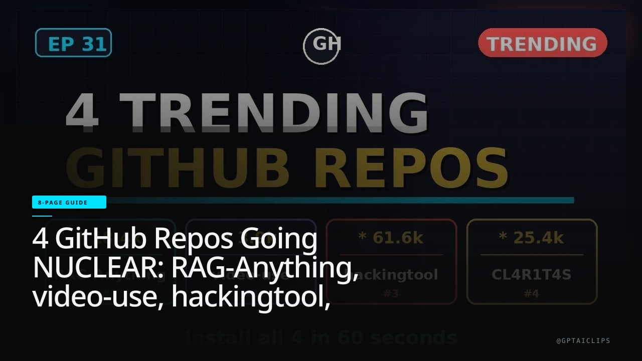 4 GitHub Repos Going NUCLEAR: RAG-Anything, video-use, hackingtool, CL4R1T4S #Shorts